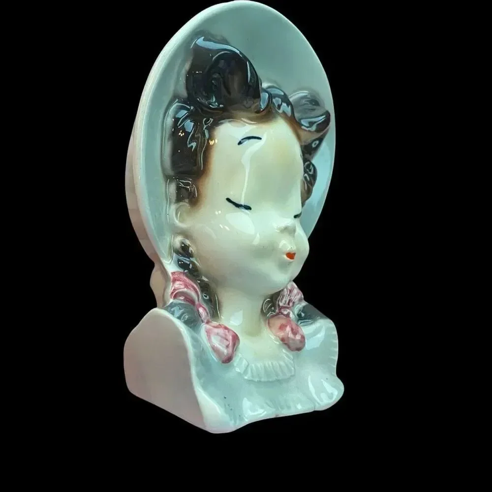 Royal Copley Wall Pocket Lady Head Planter Pug Tail Cottage Core